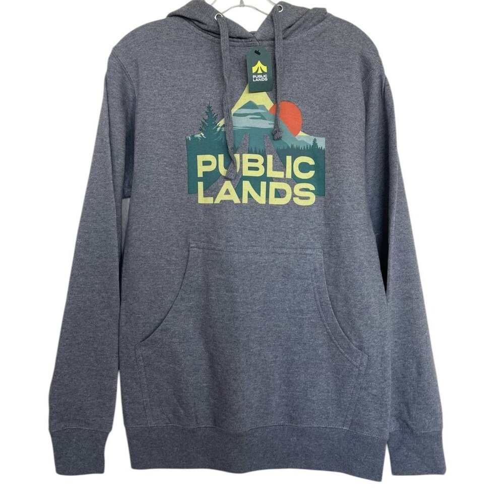 Public Lands Hoodie Sweatshirt Mens Size XS Gray Mountains Outdoor Hooded‎